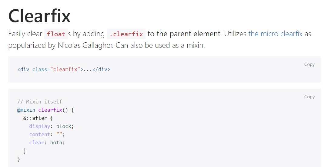 Bootstrap clearfix  approved  information
