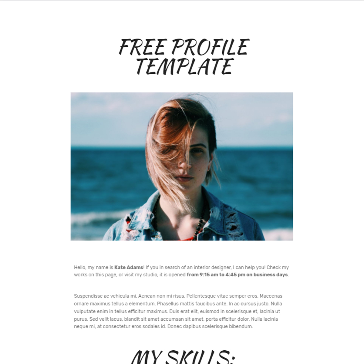 Free Bootstrap  Profile Themes